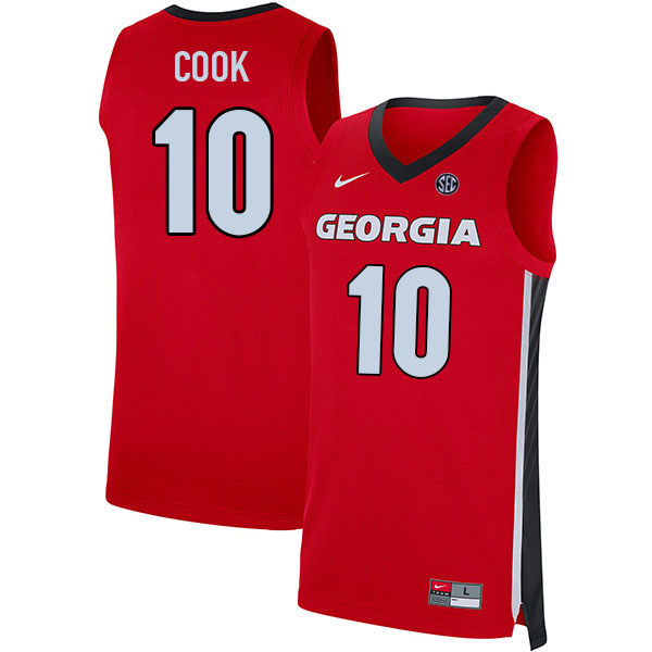 Men #10 Aaron Cook Georgia Bulldogs College Basketball Jerseys Sale-Red - Click Image to Close